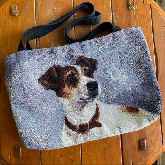 Linda Picken Tapestry Tote Bag w. Jack Russel Terrier Design Very Sweet Face - Picture 5 of 8
